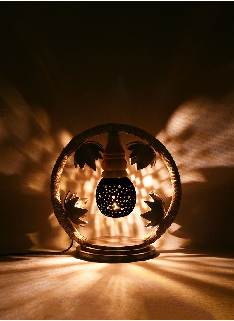 N & H Round Shaped 1 Ball Design Coconut Shell Table Lamp  - Image 2