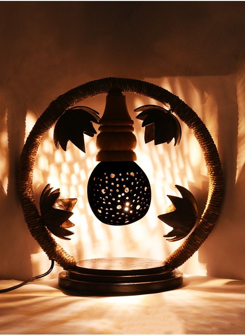 N & H Round Shaped 1 Ball Design Coconut Shell Table Lamp  - Image 1
