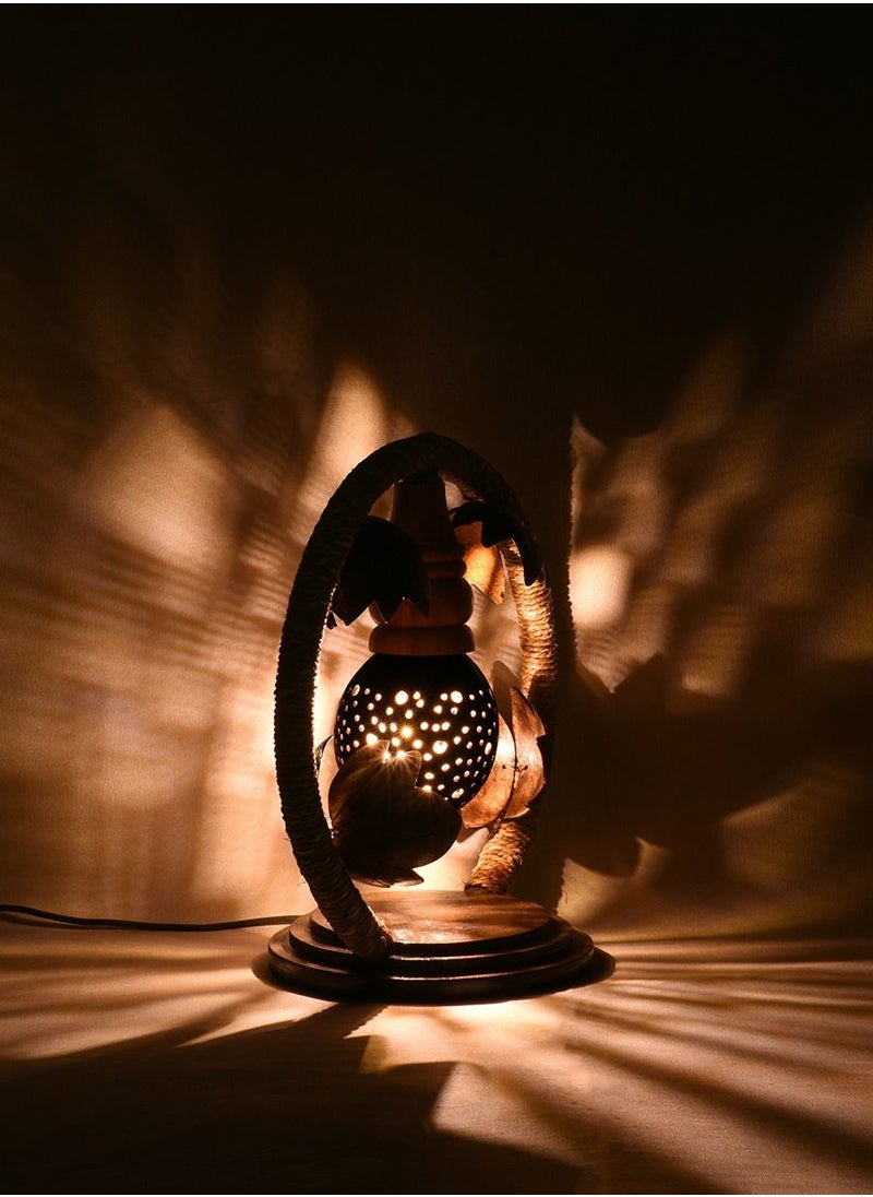 N & H Round Shaped 1 Ball Design Coconut Shell Table Lamp  - Image 3