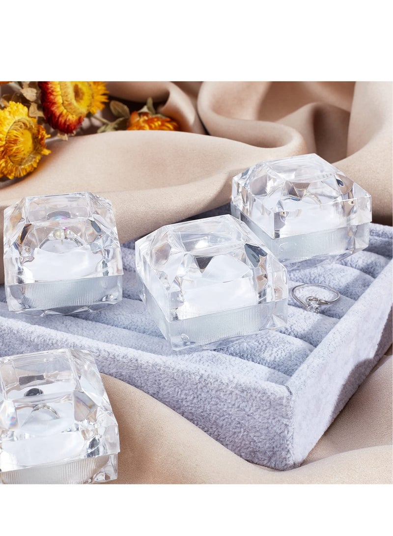 Excefore Crystal Ring Gift Boxes - 12pcs Square Earrings Jewellery Storage Box with Foam Insert for Proposal, Engagement, Wedding - Image 3
