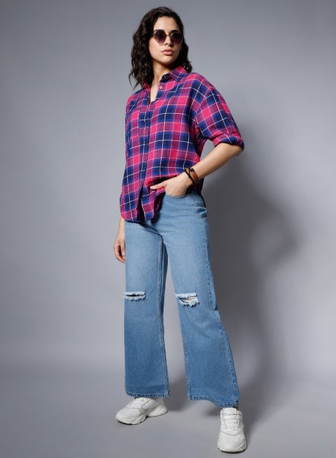 قميص نسائي متعدد الألوان بقصة واسعة