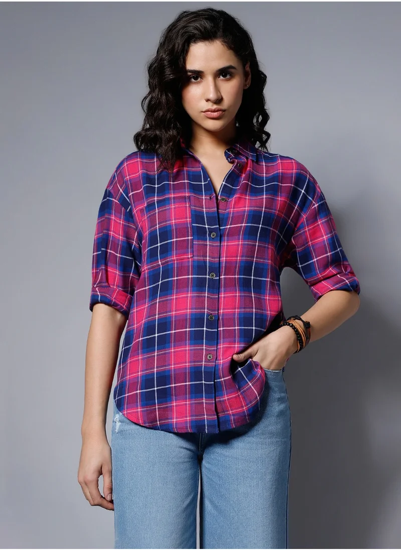 هاي ستار Boxy Multicolor Shirt for Women