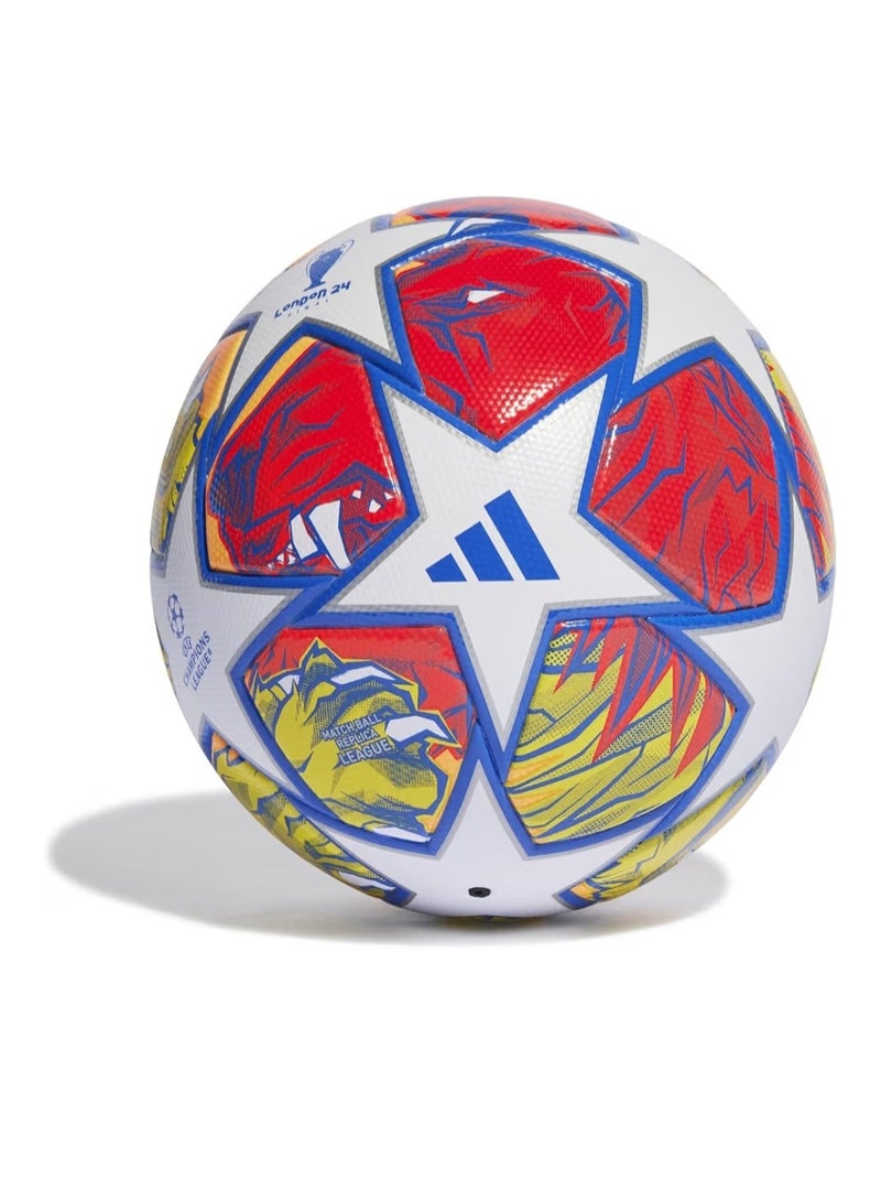 اديداس كرة قدم أديداس لندن 24 فاينال المغلفة، مقاس 5 - كرة قدم بتصميم دوري أبطال أوروبا - أبيض/أحمر/أصفر/أزرق - Image 1