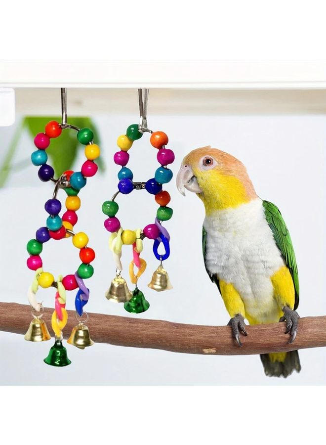 Colorful Parrot Chewing Toy With Bells And Flower Design Random Color Size L - Image 1