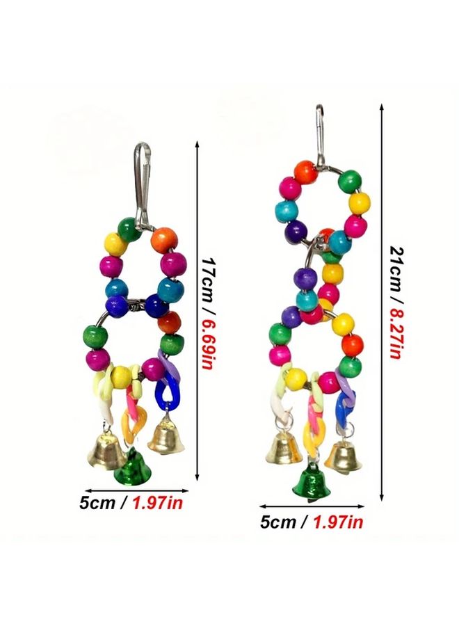 Colorful Parrot Chewing Toy With Bells And Flower Design Random Color Size L - Image 2