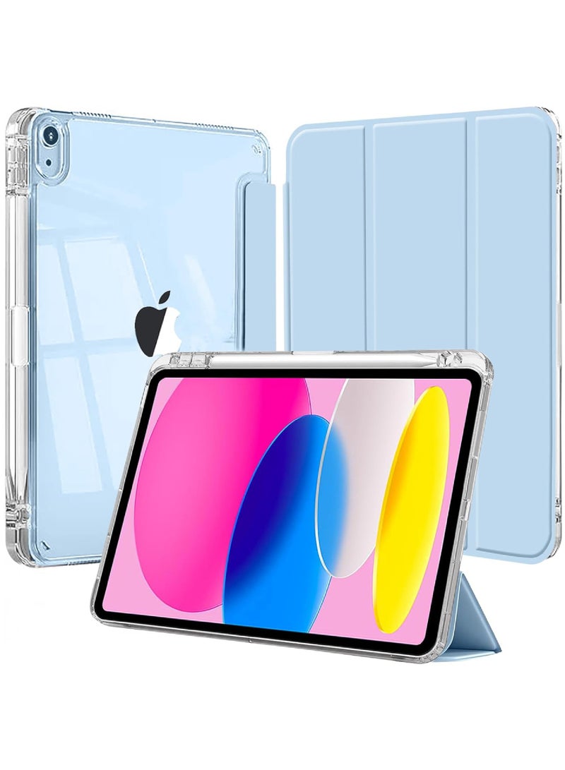 Rock Pow Case for iPad (A16) 11th/10th Generation (2025/2022) with Pencil Holder and Soft TPU Bumper, Clear Transparent Back Shell Slim Stand Shockproof Tablet Cover, Auto Wake/Sleep - Image 1