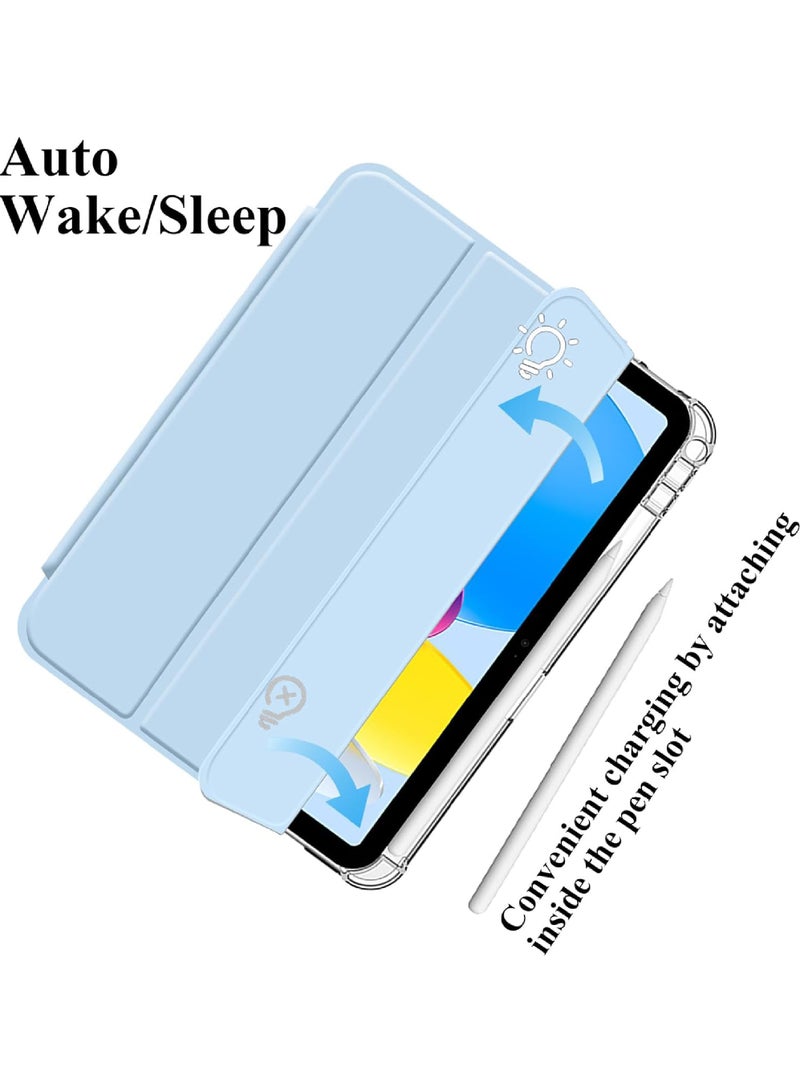 Rock Pow Case for iPad (A16) 11th/10th Generation (2025/2022) with Pencil Holder and Soft TPU Bumper, Clear Transparent Back Shell Slim Stand Shockproof Tablet Cover, Auto Wake/Sleep - Image 4