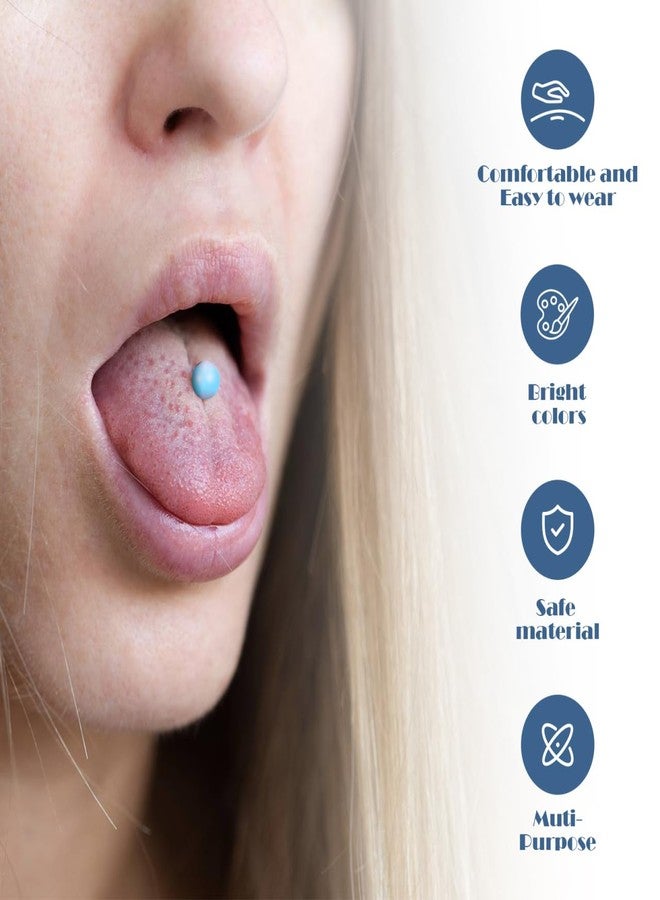 ROSENICE 20pcs Colorful Women Tongue Ring Bar Stud (Random Color) - Image 3