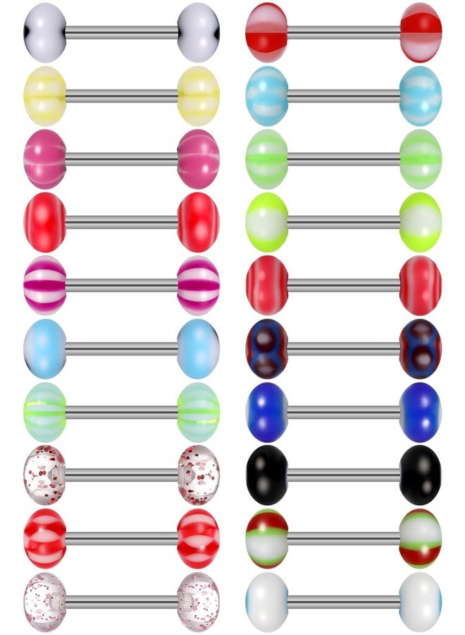 ROSENICE 20pcs Colorful Women Tongue Ring Bar Stud (Random Color) - Image 1