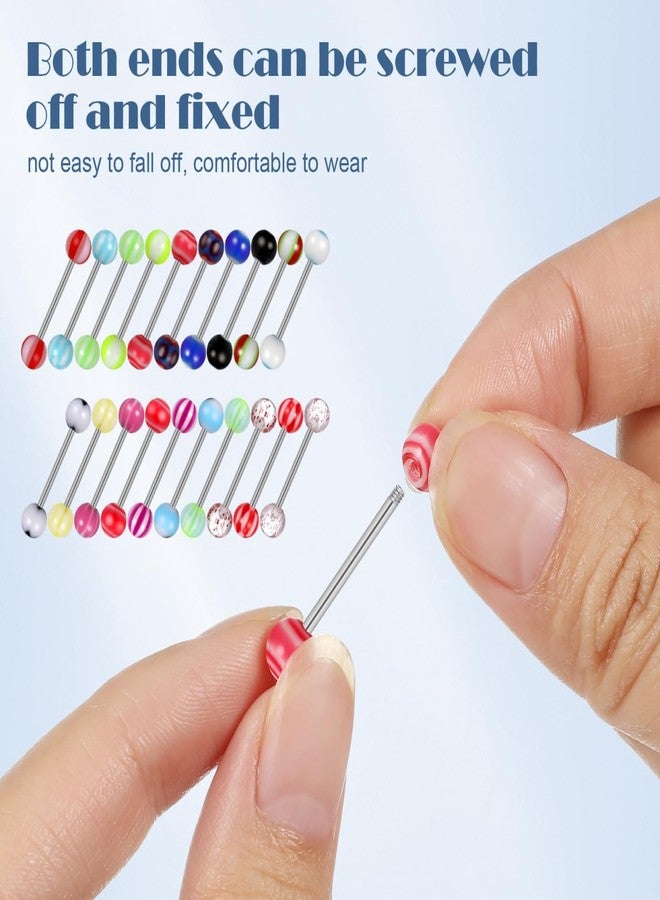 ROSENICE 20pcs Colorful Women Tongue Ring Bar Stud (Random Color) - Image 4