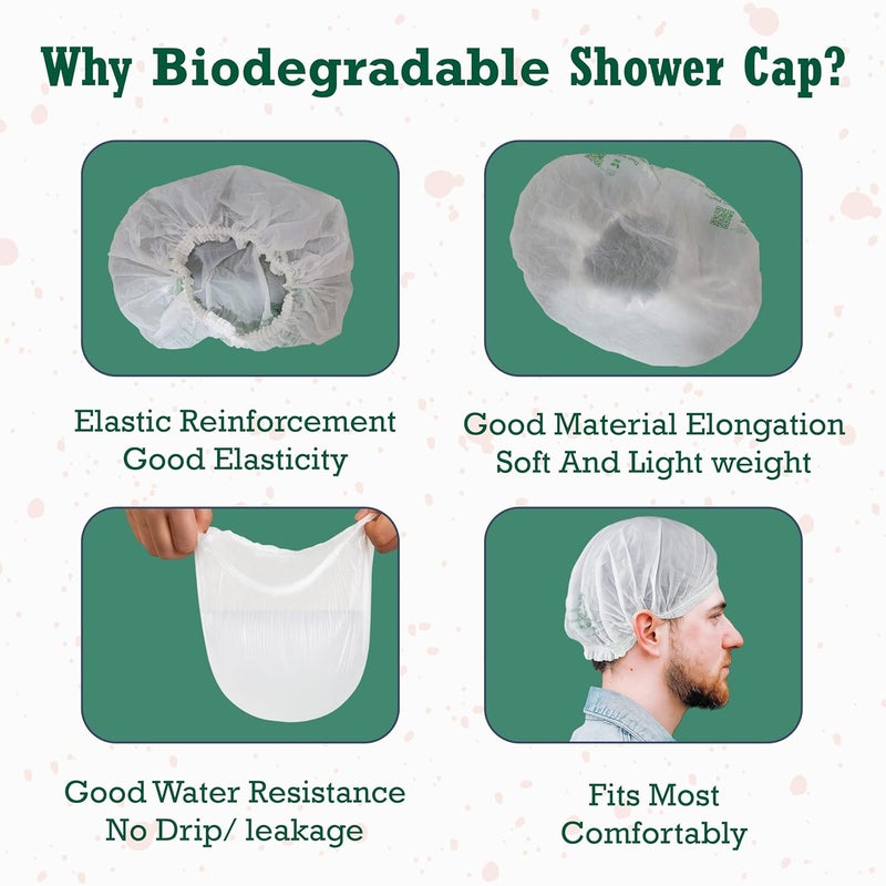 C-Cure Bio Degradable Shower Cap | Disposable Waterproof Hair Cap For Women And Men With Long Hair | Bath Cap For Spa, Salon, Hotel & Travel Use (Pack Of 50) - Image 3