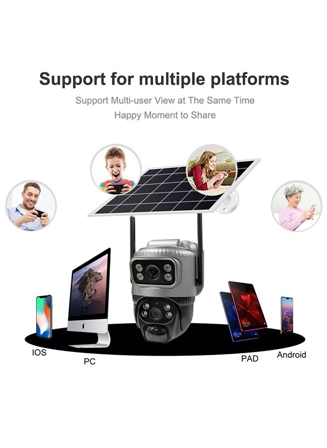 Solar Camera Dual Lens 4G Camera Solar PIR Human Detection Night Vision Waterproof Security Video IP Camara 4K Battery CCTV Monitor