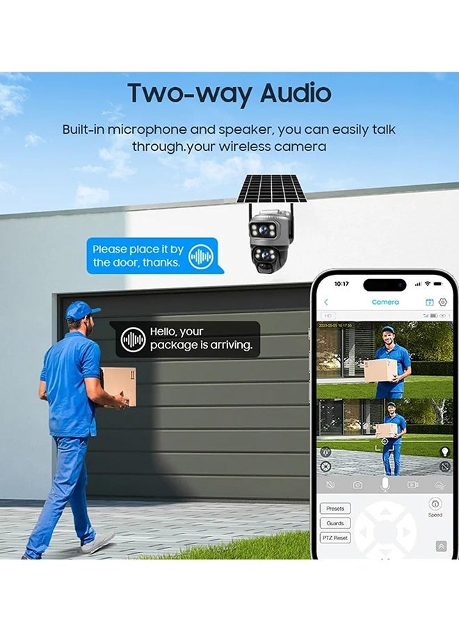 Solar Camera Dual Lens 4G Camera Solar PIR Human Detection Night Vision Waterproof Security Video IP Camara 4K Battery CCTV Monitor