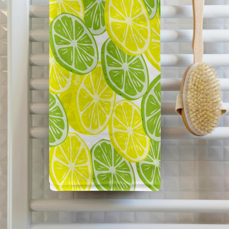 3DROSE 3D Rose Print of Lemon and Lime Repeat Pattern Hand Towel  15"" x 22"" - Image 2