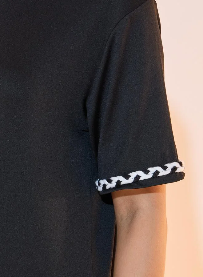Take Two Braided Trim Detail Round Neck T-shirt
