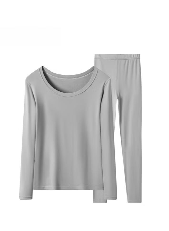 RedMapleTEK Women's Seamless Thermal Underwear Set for Autumn and Winter Long Pants Grey - Image 1
