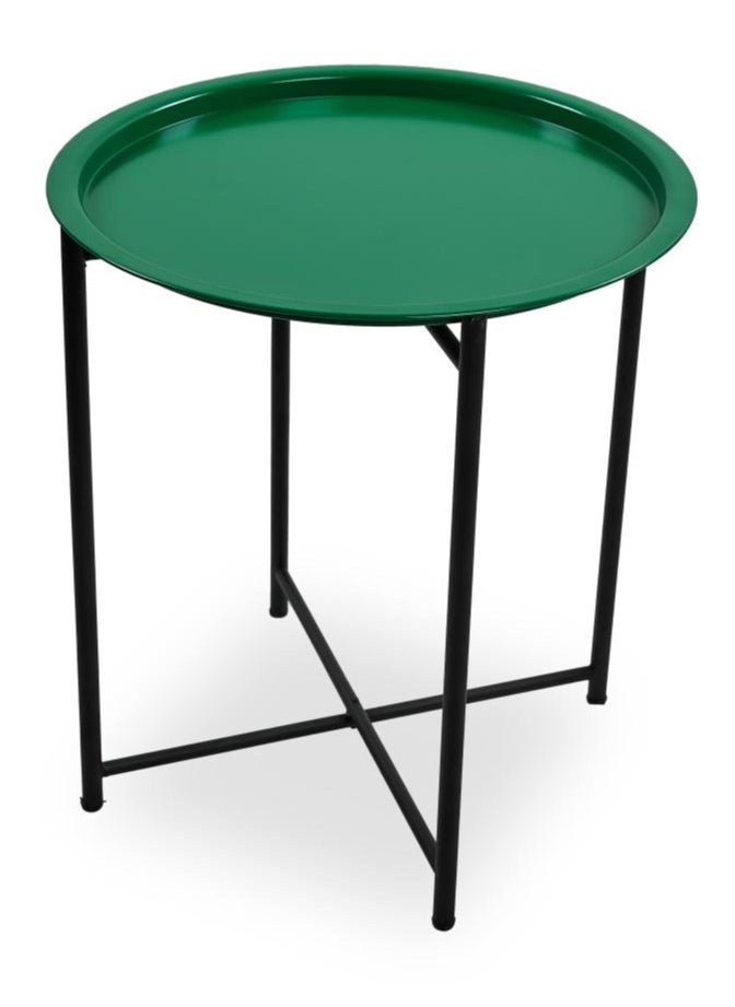 FOLDABLE METAL TABLE CONSISTS OF ROUND TRAY AND BLACK STAND FOR THE LIVING ROOM (DIAMETER 46CM, HEIGHT 51CM) GRASS GREEN COLOR - pzsku/Z920D2E6497EEC40D3E8CZ/45/_/1716118980/baf8cfd8-9efc-4d08-8d6d-56d59e5f1d50