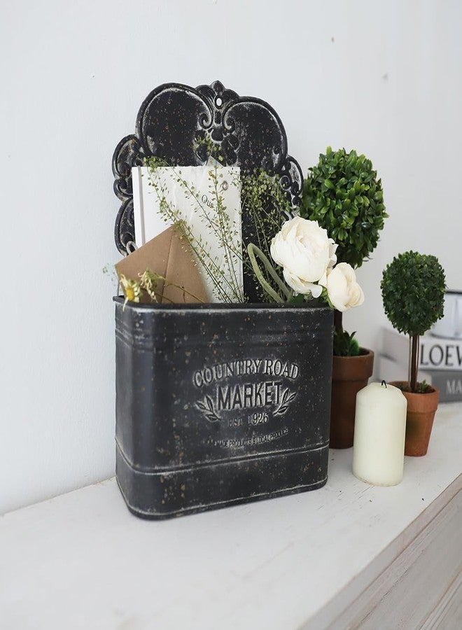 All Chic Metal Wall Planter Outdoor Wall Planter Wall Hanging Planter Rustic Wall Mount Planter Outdoor Indoor Wall Planter for Farmhouse Garden Decor (Black) - Image 4