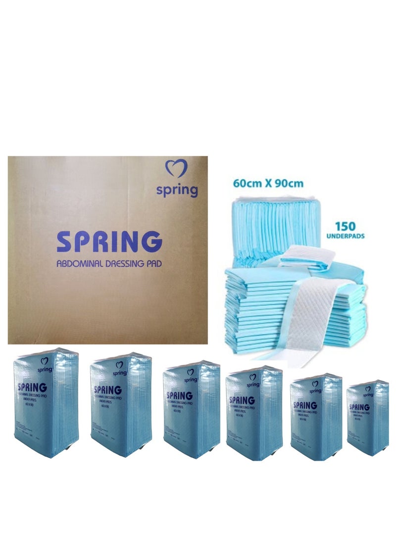 SPRING 150-piece Sanitary Pads Carton (6 packs of 25 pieces each) Disposable Absorbent Bed Pads for Adults, Children and Elderly 90cm*60cm - Image 1
