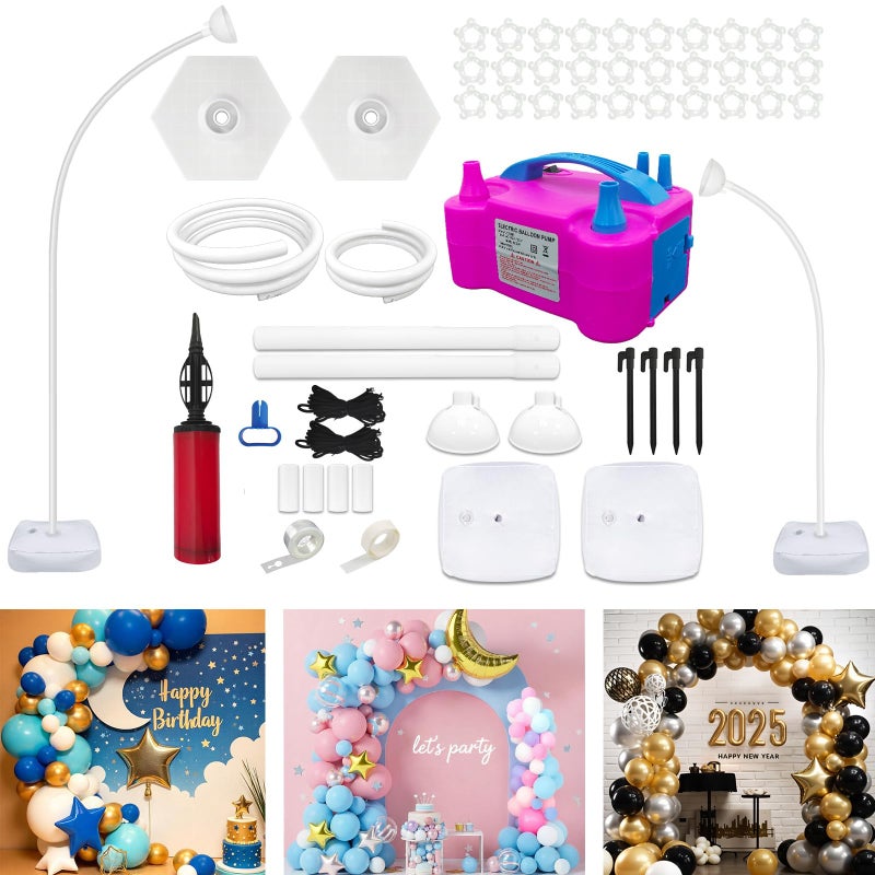 CYAOOI Balloon Arch Kit with Balloon Pump Electric, 8.2FT & 5FT Free Bending Balloon Arch Stand, Half Arch Frame Balloons Column Stand with Water Fill Base for Wedding Baby Shower Birthday Party Decor - Image 1