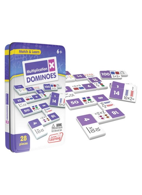 Junior Learning Multiplication Dominoes Game Set, 28 Pieces, Ages 7-9, Math Skills, Grade 2-3