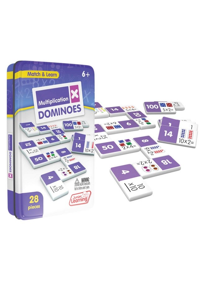 Junior Learning Junior Learning Multiplication Dominoes Game Set, 28 Pieces, Ages 7-9, Math Skills, Grade 2-3  - Image 1