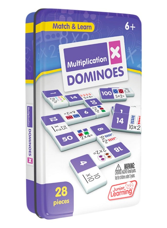 Junior Learning Junior Learning Multiplication Dominoes Game Set, 28 Pieces, Ages 7-9, Math Skills, Grade 2-3  - Image 4