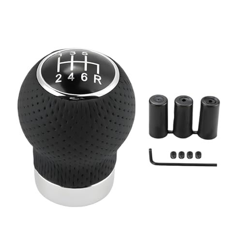 ZIMISI 6Speed Car Shift Knob Leather Shift Knob Lever Kit Automatic or Manual Gear Stick Handle Replacement Accessories Universal Transmission Shift Head for Most Cars Gear 6Round Head R Down - Image 1