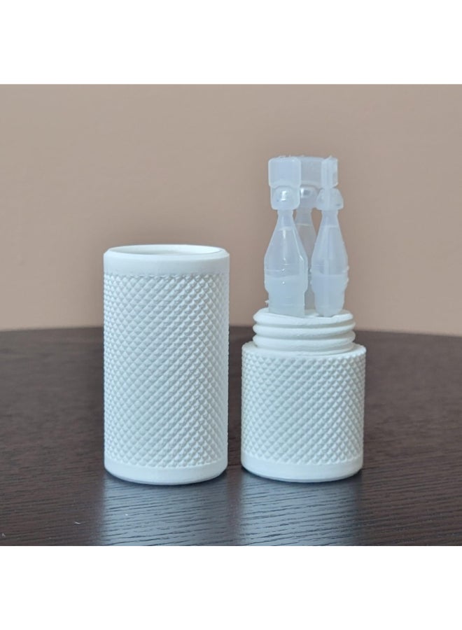 Znet3D Eye Drop Vial Holder Travel Carry Case Securely Holds Three 3 SingleUse Vials ScrewOn Lid Knurled Pattern Keep Vials Safe Secure While Traveling White - Image 4
