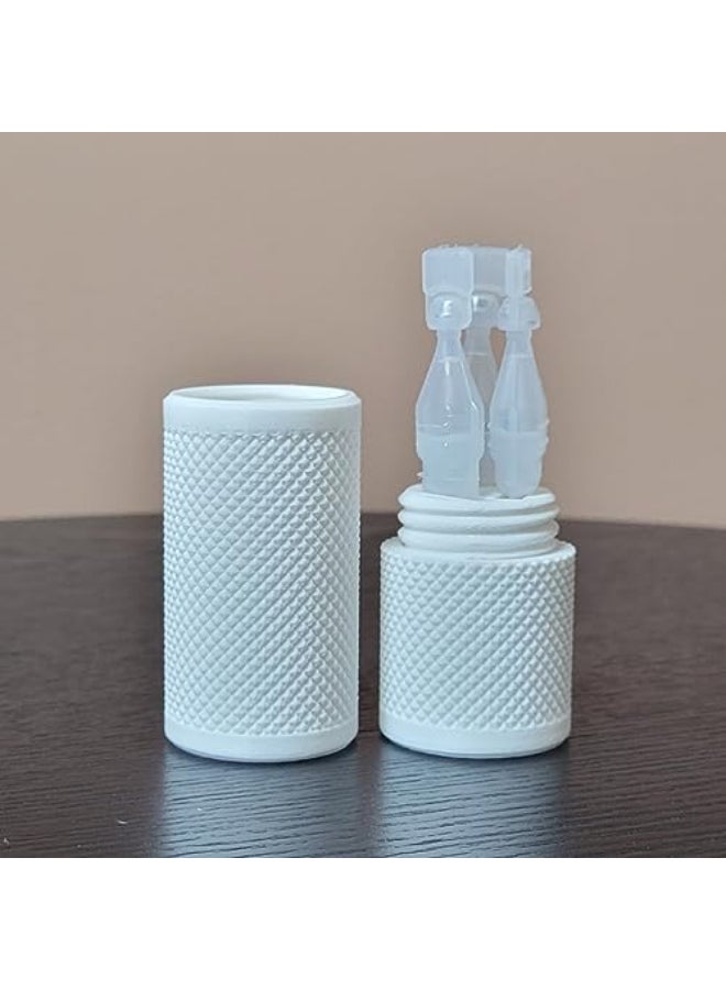 Znet3D Eye Drop Vial Holder Travel Carry Case Securely Holds Three 3 SingleUse Vials ScrewOn Lid Knurled Pattern Keep Vials Safe Secure While Traveling White - Image 3
