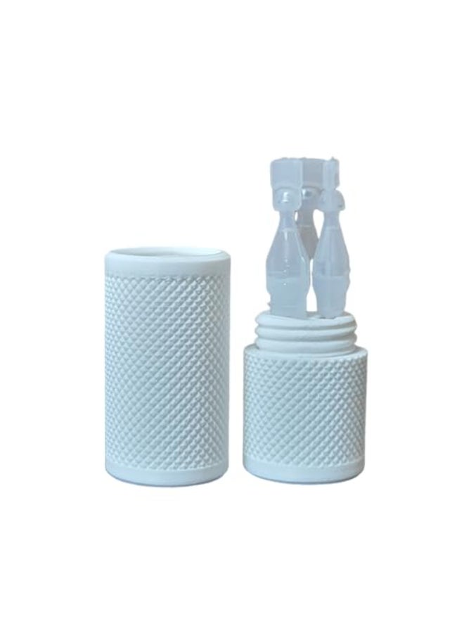 Znet3D Eye Drop Vial Holder Travel Carry Case Securely Holds Three 3 SingleUse Vials ScrewOn Lid Knurled Pattern Keep Vials Safe Secure While Traveling White - Image 1