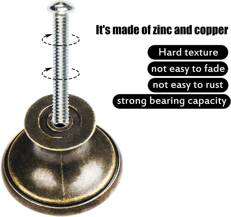 abcGoodefg 12 Pcs Vintage Antique Bronze Knobs Handle Pulls 30mm Brass Round Knobs for Cabinet Drawer Kitchen Bathroom Cupboard Home Office Furniture (Green Bronze) - Image 4