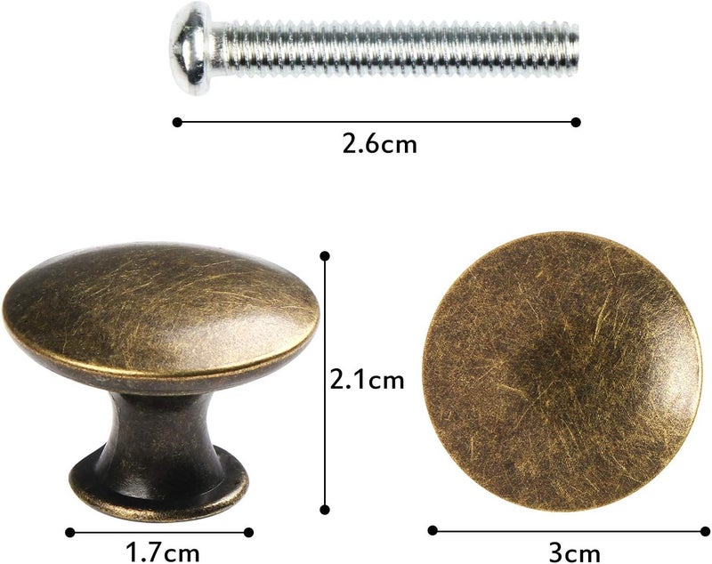 abcGoodefg 12 Pcs Vintage Antique Bronze Knobs Handle Pulls 30mm Brass Round Knobs for Cabinet Drawer Kitchen Bathroom Cupboard Home Office Furniture (Green Bronze) - Image 2
