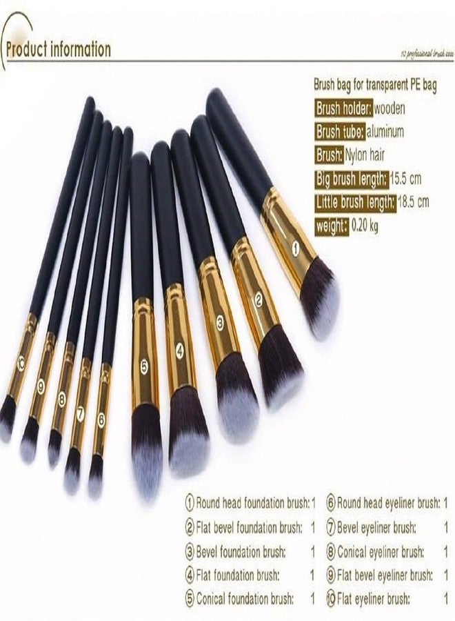 Glowhouse 10 pcs Make up Brush Set Eyeshadow Brush Blush Trush Eye Shadow Brush Concealer Brush Powder Brush (Black) - Image 2