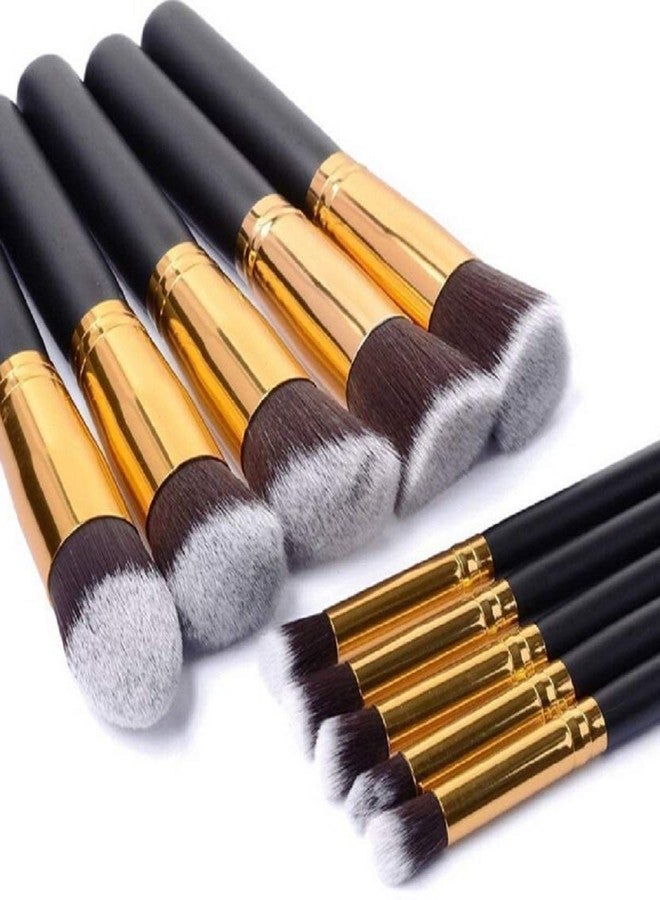 Glowhouse 10 pcs Make up Brush Set Eyeshadow Brush Blush Trush Eye Shadow Brush Concealer Brush Powder Brush (Black) - Image 4