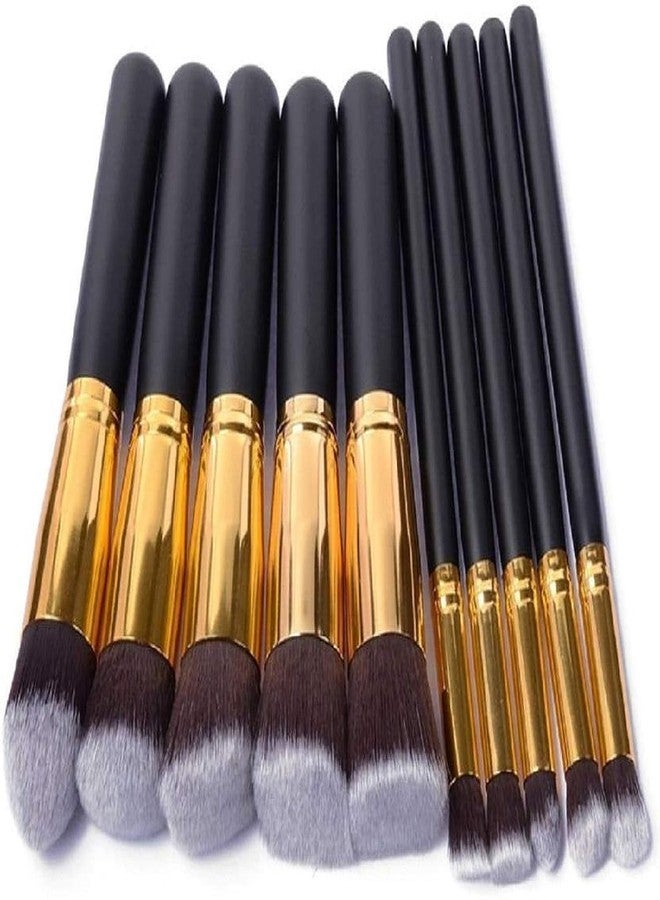 Glowhouse 10 pcs Make up Brush Set Eyeshadow Brush Blush Trush Eye Shadow Brush Concealer Brush Powder Brush (Black) - Image 3