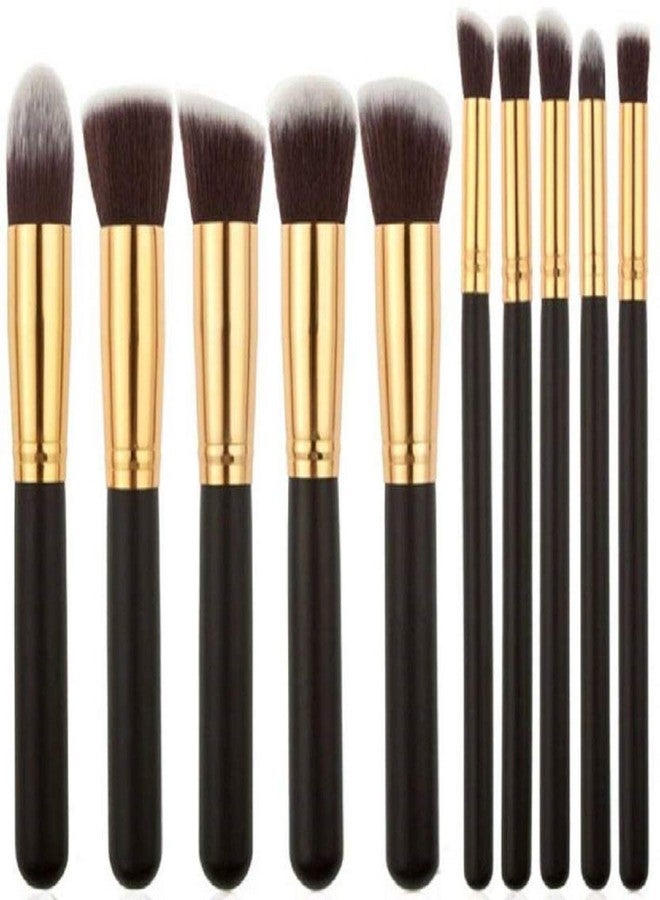 Glowhouse 10 pcs Make up Brush Set Eyeshadow Brush Blush Trush Eye Shadow Brush Concealer Brush Powder Brush (Black) - Image 1