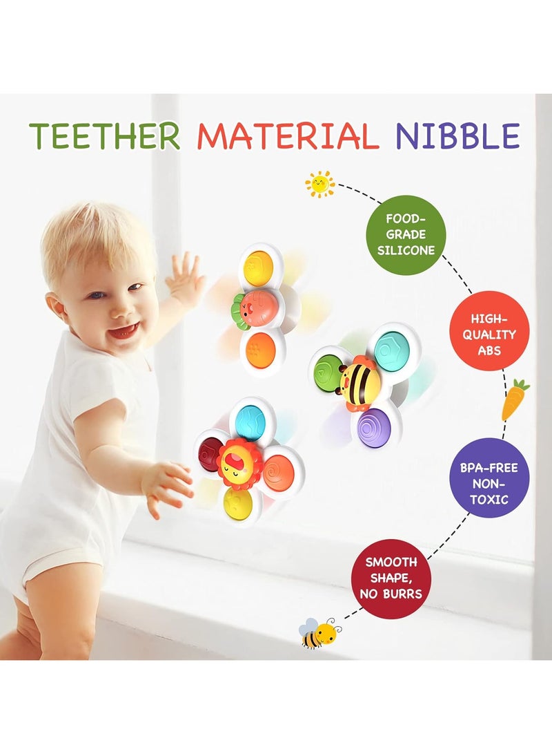 general Suction Cup Spinner Toys Baby Fidget Spinner Toy Spinning Toys for Toddlers Sensory Toys Early Education Toys Bathtub Toy Dining Chairs Toys  3 Pcs - Image 2