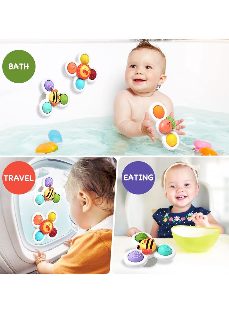 general Suction Cup Spinner Toys Baby Fidget Spinner Toy Spinning Toys for Toddlers Sensory Toys Early Education Toys Bathtub Toy Dining Chairs Toys  3 Pcs - Image 3