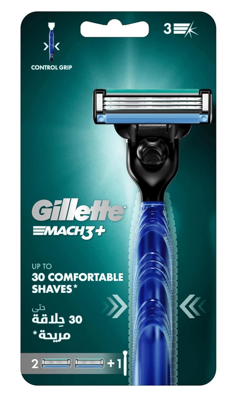 موس حلاقة جيليت Mach3 للرجال بمقبض + 2 شفرات - Image 1