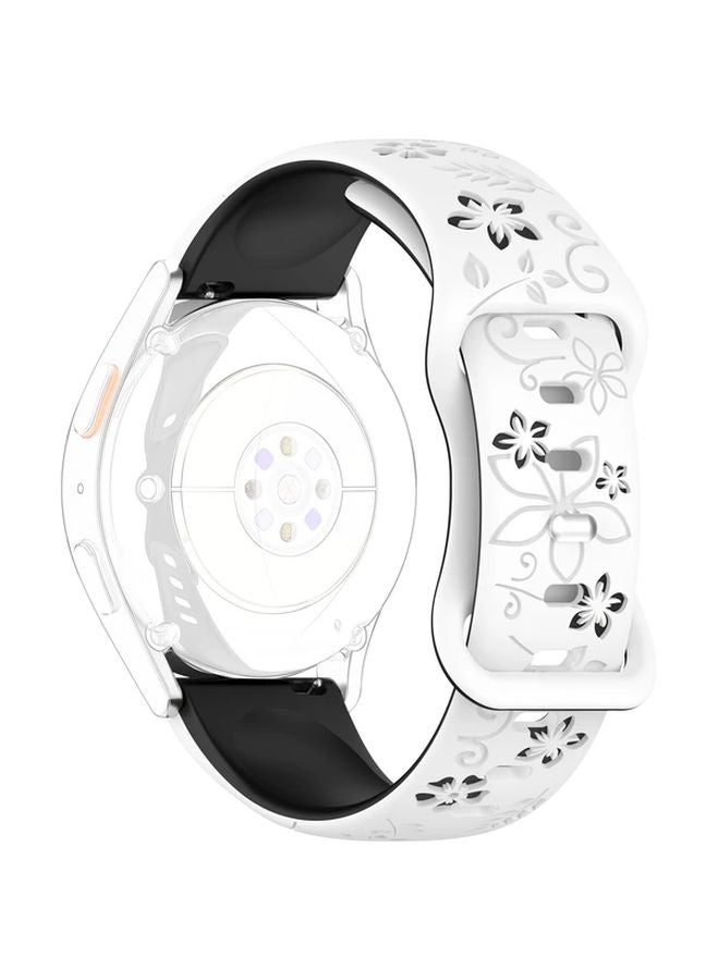 White Black 22mm Floral Engraved Smart Watch Band For Women - Image 5