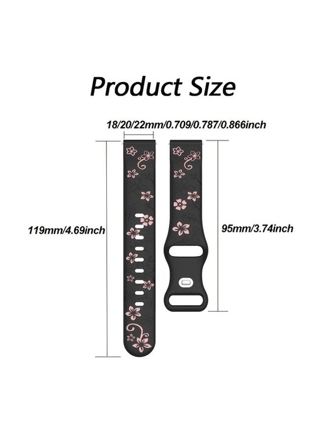 White Black 22mm Floral Engraved Smart Watch Band For Women - Image 2