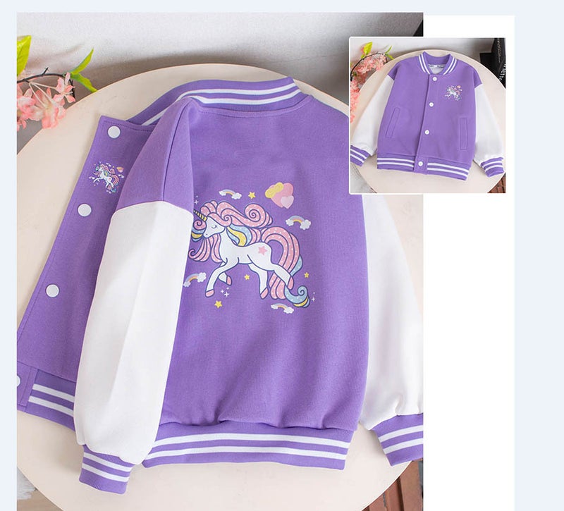 Girls Baseball Suit Jacket Spring Children'S Western Style Korean Style Fashionable Cardigan Jacket Top - Image 1