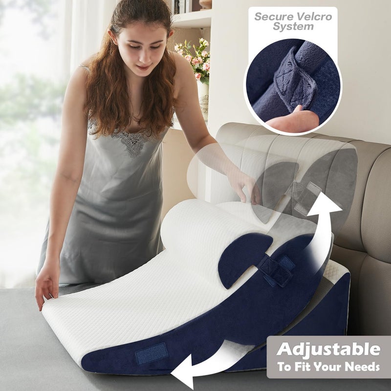 Ganaver 4Pcs Wedge Pillow for Sleeping, Orthopedic Bed Wedge Pillows for After Surgery, Foam Triangle Sit Up Pillow Wedge for Back, Neck, Shoulder Support, Leg Elevation, Acid Reflux, Gerd, Snoring - Image 5