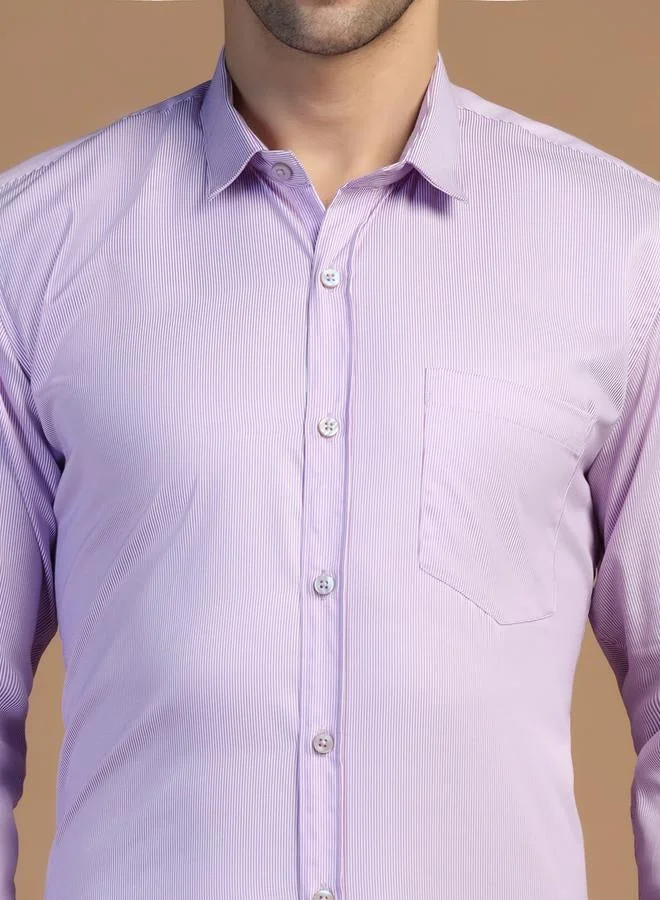 Take Two Men Purple Striped Workwear Shirt