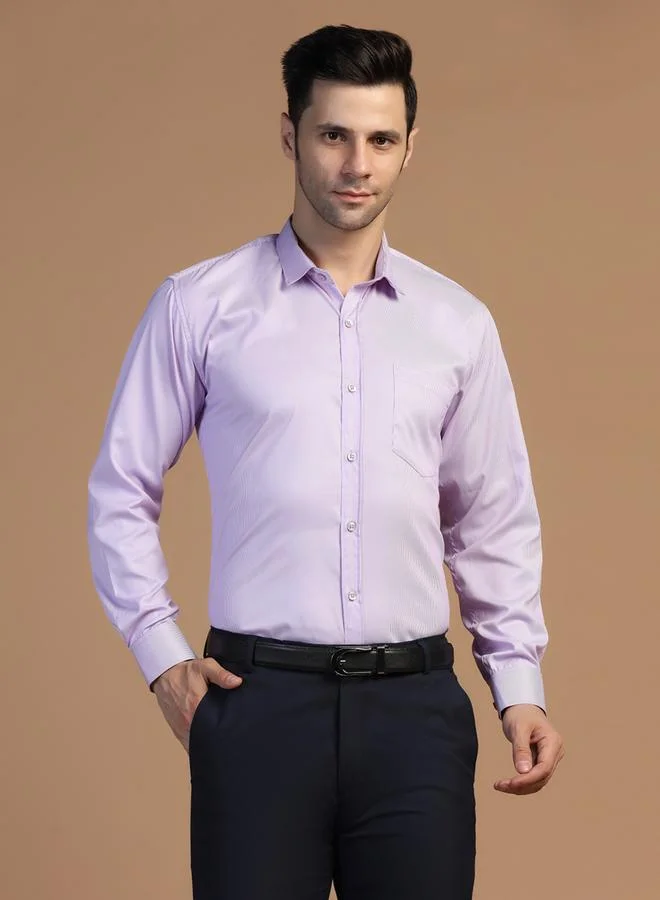 Take Two  Men Purple Striped Workwear Shirt for Men | Best Price UAE