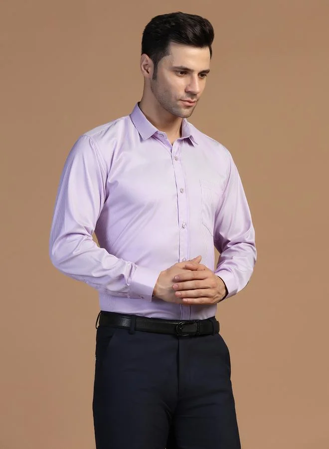 Take Two Men Purple Striped Workwear Shirt