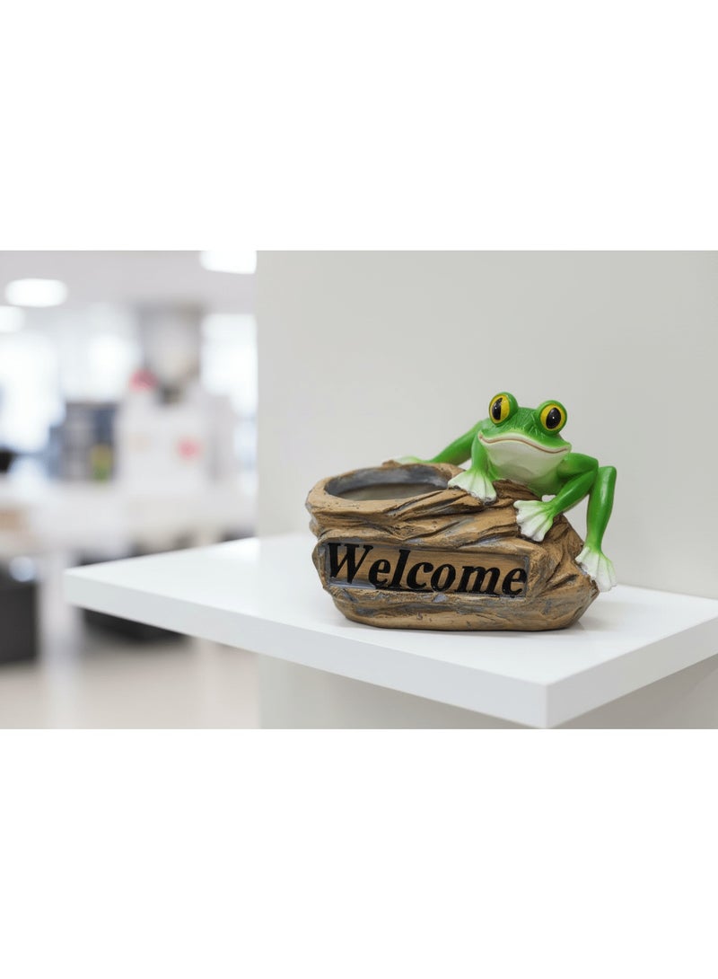 AKDC Polyresin Frog with Welcome Board Decorative Showpiece – Playful Garden, Balcony & Home Accent, 24 × 18 cm - Image 2