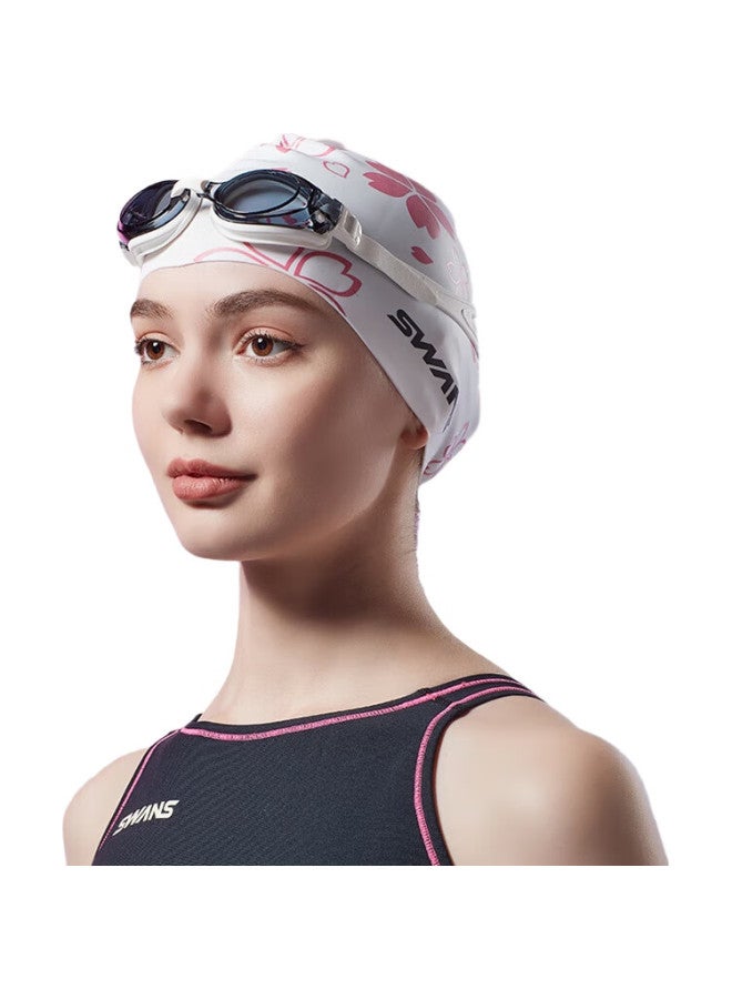 Swans Swimming Goggles, Imported From Japan, Waterproof, Anti-Fog, High-Definition Swim Cap Set, Myopia Swimming Glasses, Diving Equipment, Water Drop White - Image 1