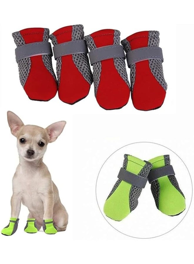أحذية كلاب صيفية شبكية قوية - واقي كفوف للجراء والكلاب الصغيرة والمتوسطة، مضادة للانزلاق ومقاومة للحرارة، مزودة بشريط عاكس (4 قطع). مقاس(XL) - Image 4